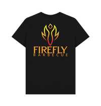 Mens T-shirt with 'Firefly Barbecue' logo for apparel and clothing