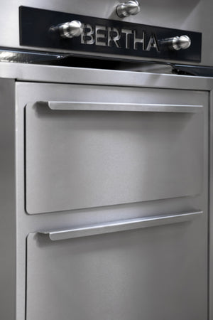 Upper section of Bertha Inflorescence Trolley (Stainless Steel) with integrated handles and Bertha branding.