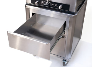 Close-up of Bertha Inflorescence Trolley (Stainless Steel) with drawer extended, highlighting smooth sliding mechanism.