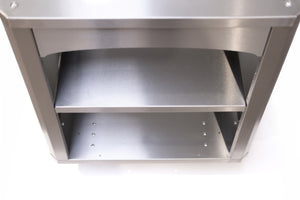 Top-down view of Bertha Inflorescence Stand with Open Shelf highlighting dual open shelves for convenient access to grilling tools and accessories.