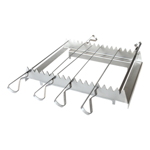 Isolated product shot of Bertha Skewer Rack with 6 skewers, crafted for Bertha X/X+ ovens, ideal for barbecue enthusiasts.