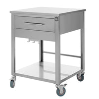 Stainless steel kitchen cart with drawer and lower shelf