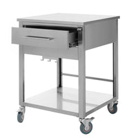 Stainless steel kitchen cart with drawer and lower shelf