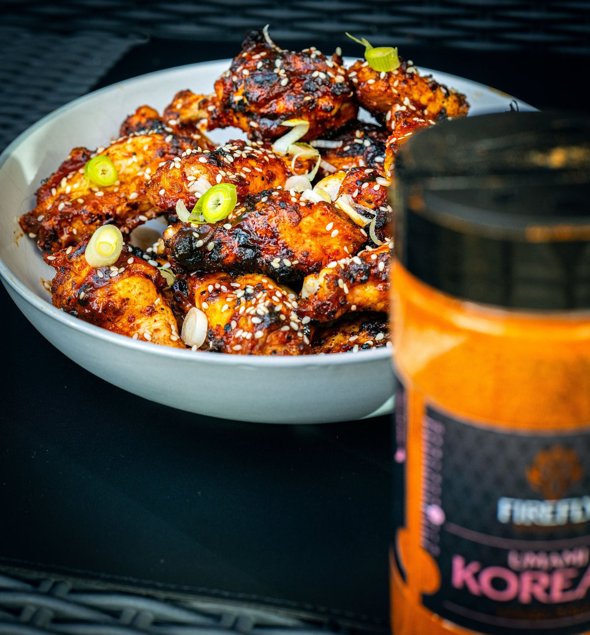 Spicy Korean BBQ chicken with sesame seeds