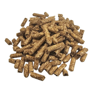 Mesquite Wood BBQ Pellets 10kg - Pure Mesquite Pellets shown in a pile, ideal for grilling chicken, beef, and fish with rich smoky flavor.