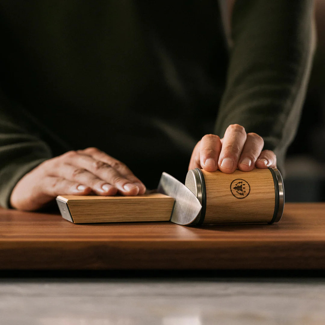 Horl Knife Sharpener with wooden body and grinding disc