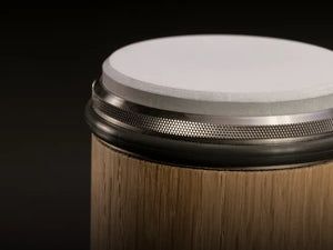 Horl 3 Kagami – Ultra Fine Knife Sharpener mounted on wooden roller, highlighting its seamless integration and premium craftsmanship.