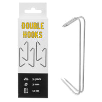 Stainless steel double hooks for smoking meat, set of 5, 12 cm height