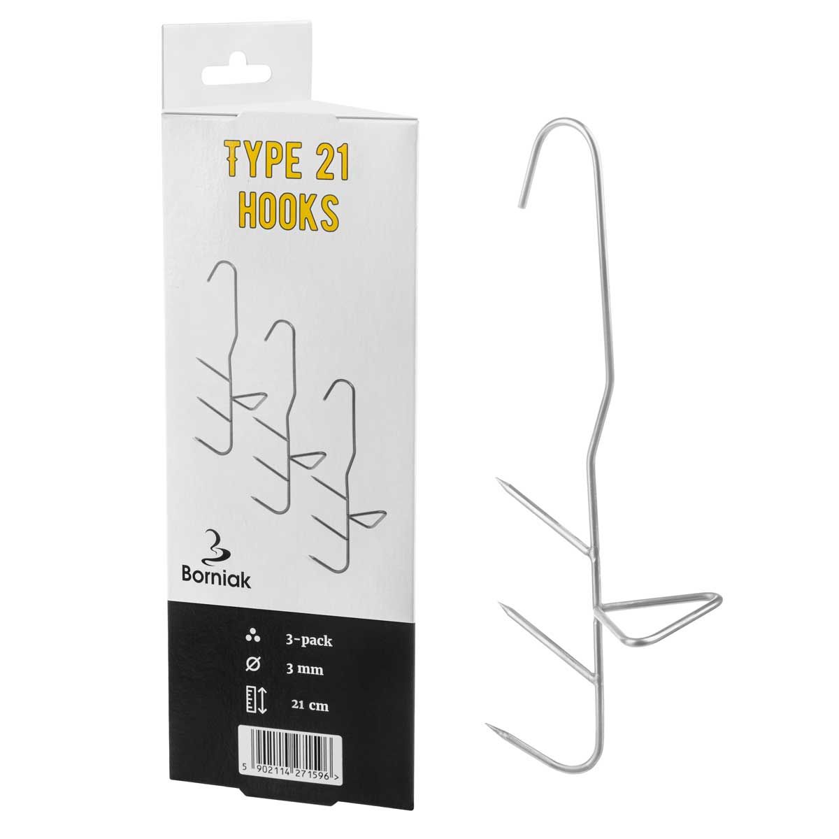 Stainless steel fish smoking hooks in packaging for outdoor grill accessories