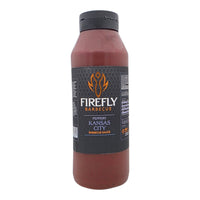 Large 500ml squeeze bottle of Firefly BBQ Kansas Brisket BBQ Sauce, perfect for easy application on brisket, ribs, or grilled meats.