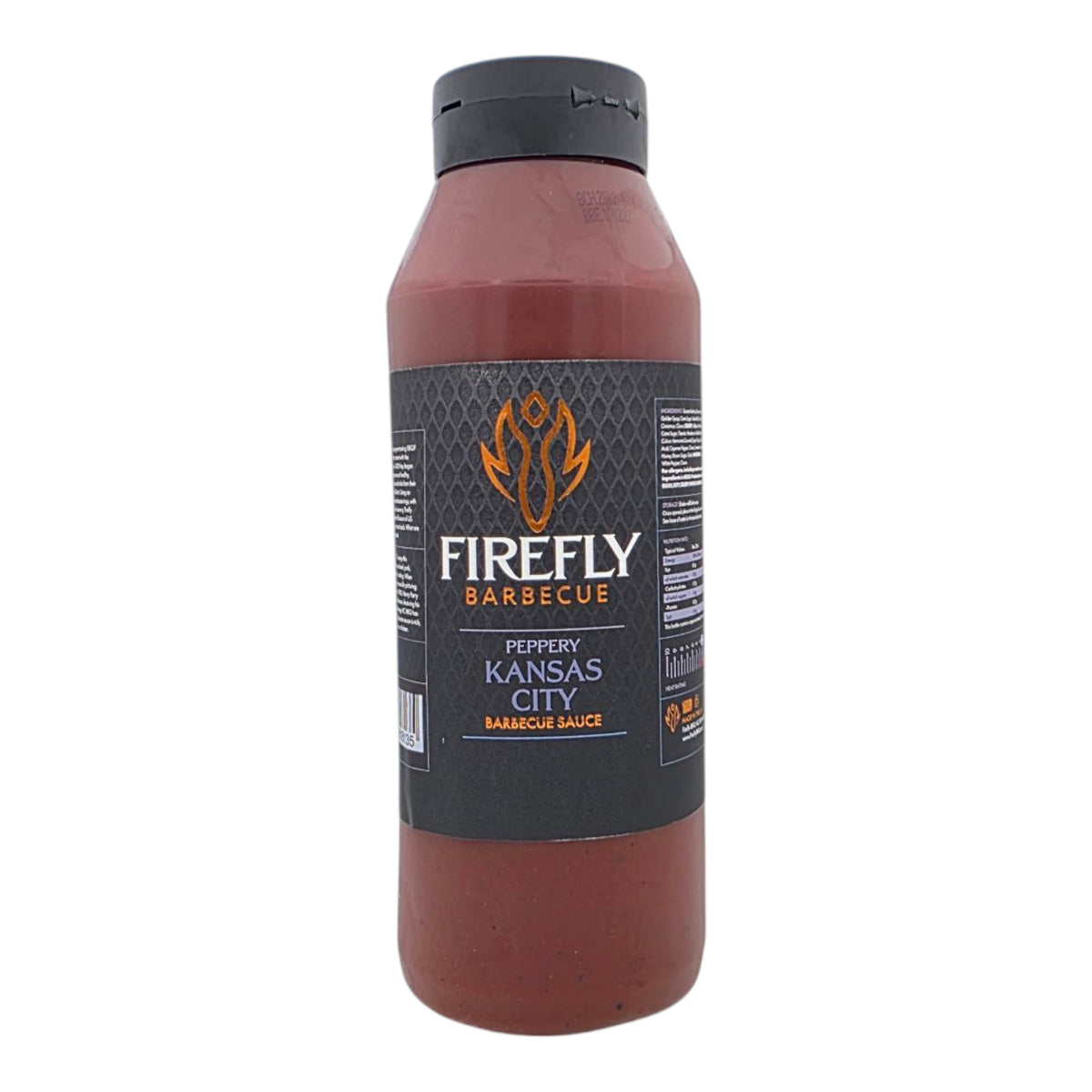 Large 500ml squeeze bottle of Firefly BBQ Kansas Brisket BBQ Sauce, perfect for easy application on brisket, ribs, or grilled meats.