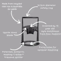 Recycled cast iron Kindling Cracker with safety ring