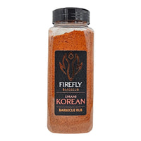 Large container of Firefly Korean Umami BBQ Rub with bold black and red label. Perfect for bulk seasoning in Korean-style BBQ cooking.