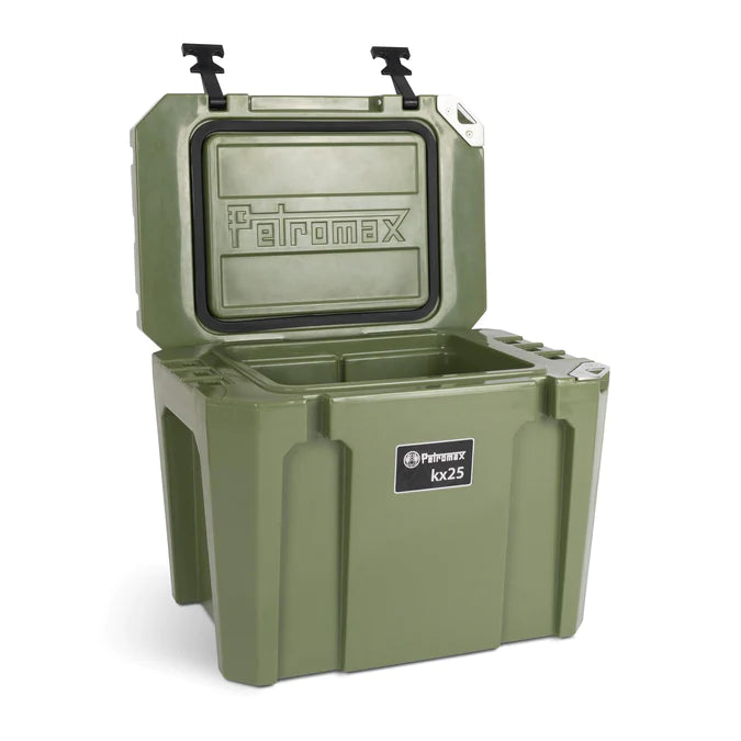Petromax 25L Cool Box in green, heavy-duty cooler for food and beverage transport