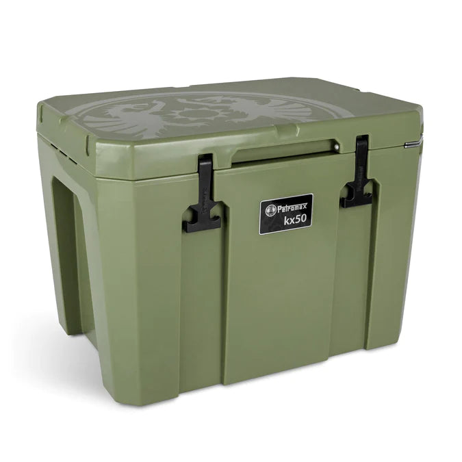 Green Petromax 50L Cool Box with sturdy construction for camping and outdoor activities