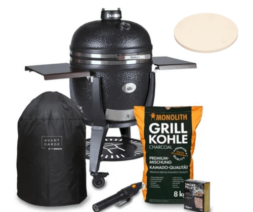 Monolith Avantgarde Kamado grill set with accessories and charcoal
