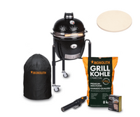 Monolith Junior 2.0 Starter Set with Kamado Grill, accessories, and charcoal