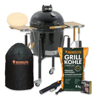 Monolith ONE .66 LeChef Starter Set with ceramic grill, charcoal bag, and accessories