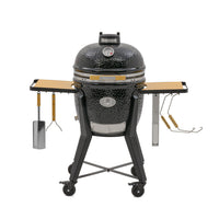 Monolith TWO 55 Kamado Grill with side tables and wooden accents for outdoor cooking