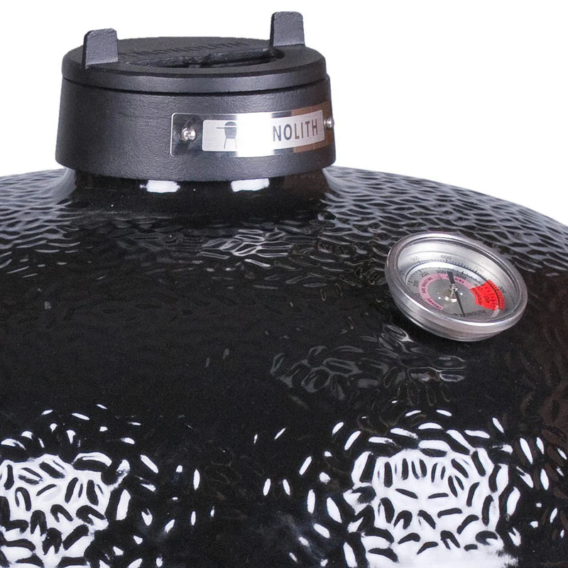 Black Kamado grill with textured surface and lid