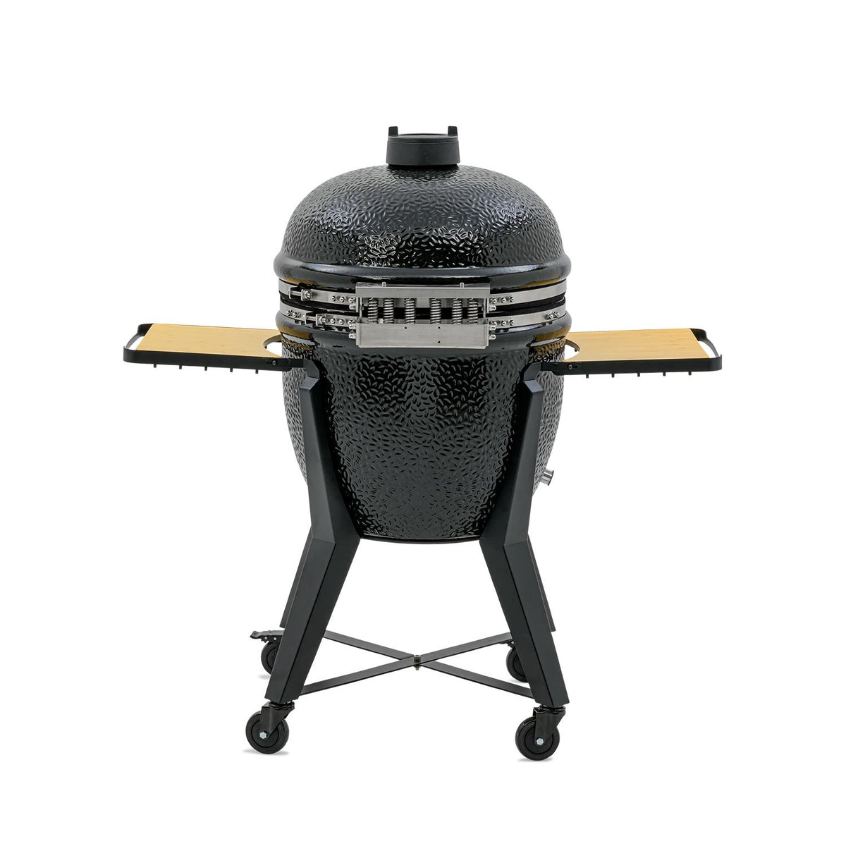 Close-up of Kamado grill with lid and temperature gauge
