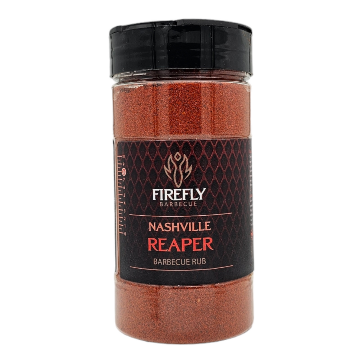 Firefly Barbecue Nashville Reaper BBQ Rub in a clear spice jar, part of the BBQ Spicy Legend gift pack with bold, fiery flavor.