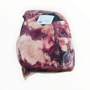 Frozen beef brisket with label and packaging