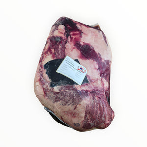 Frozen grassfed beef brisket with label