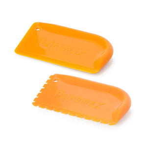Set of two Petromax Scrapers for Dutch Ovens and Skillets, featuring smooth and serrated edges for versatile cast iron cleaning.