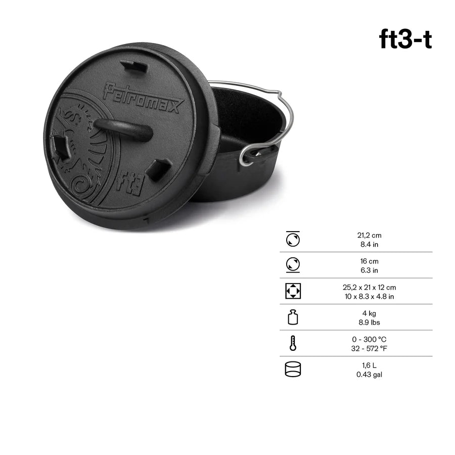 Petromax 1.6L Cast Iron Dutch Oven