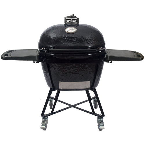 Primo XL400 BBQ Grill with black ceramic oval design and side shelves