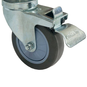 Heavy-duty caster wheel with lock for Primo LG 300 Grill cart, providing mobility and stability for outdoor use.