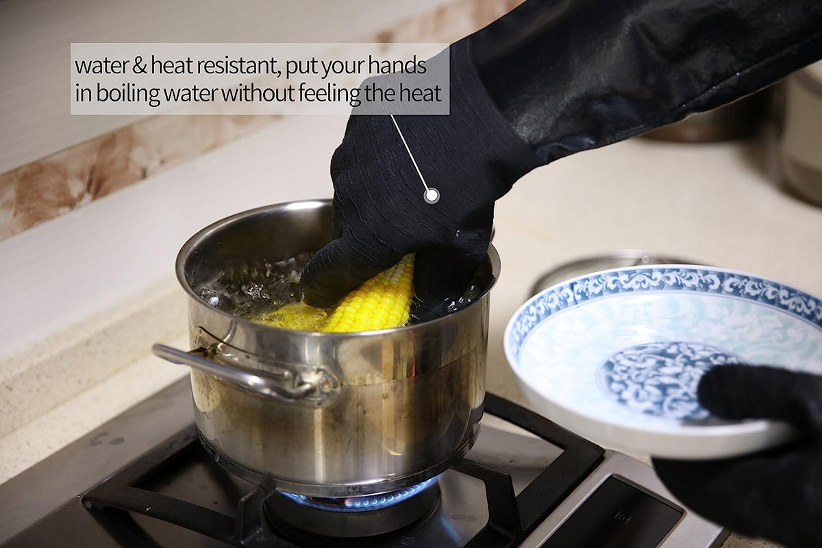 RAPICCA BBQ Gloves protect hands from boiling water, ideal for cooking corn or other hot food safely.