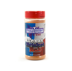 Sucklebusters ‘Texas Brisket’ BBQ Rub – 340g (12 oz) bottle with red cap and Texas-themed label, ideal for beef seasoning.