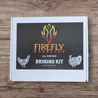 Firefly BBQ Bird Brining Kit packaging with bold logo and poultry illustrations, ideal for juicy turkey, chicken, and pork preparation.