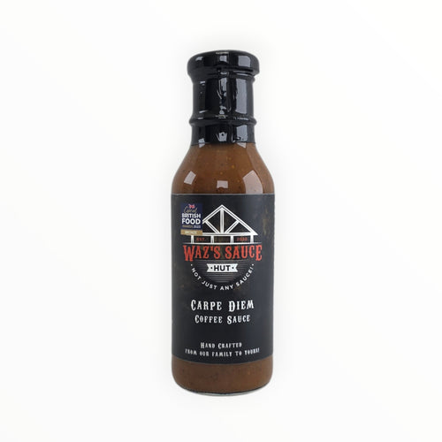 Carpe Diem Cherry Cola BBQ Sauce bottle with black cap