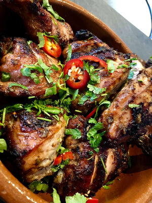 Grilled meat with Boston Beach Jerk Rub
