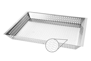 Borniak Smoker tray 150 - FireFly Barbecue close-up of perforated stainless steel surface, designed for optimal smoke flow and heat circulation.