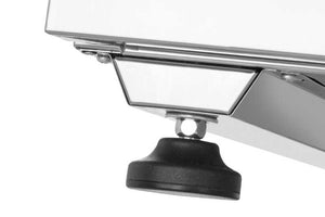 Adjustable foot of Borniak BBQ Smoker 150L Stainless Steel for stable placement on uneven outdoor surfaces.