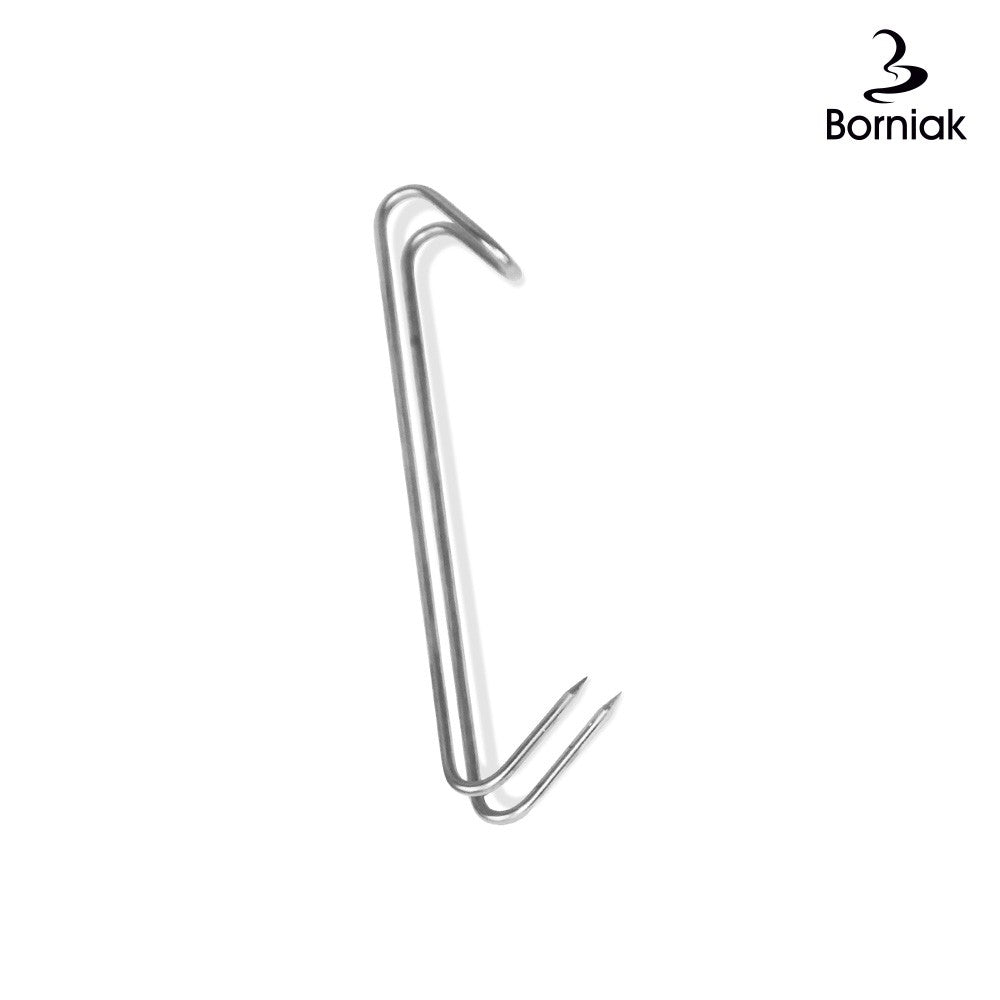 Borniak stainless steel hook for meat smoking, side view