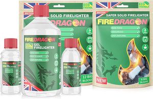Fire Dragon solid firelighter gel bottle with packaging