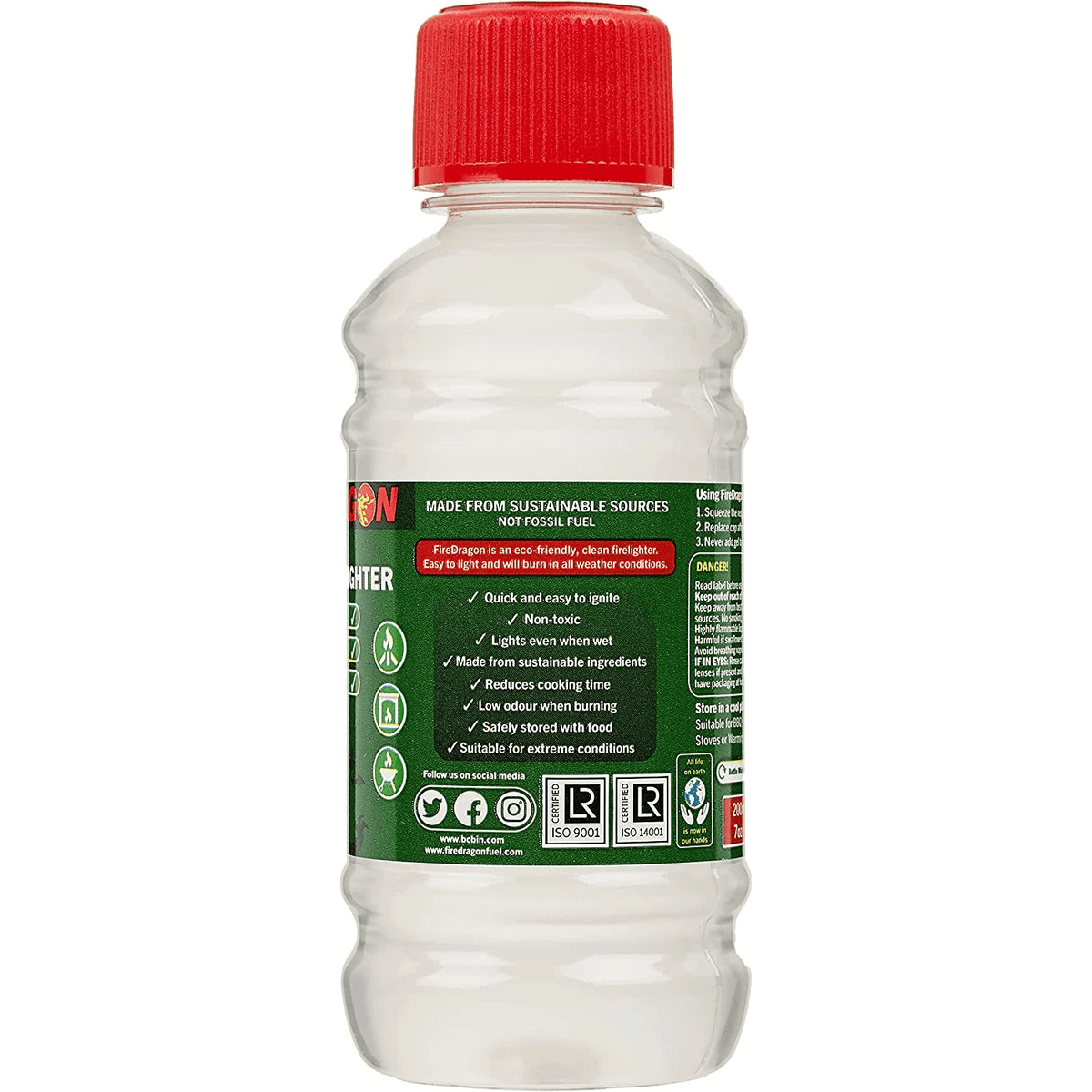 Fire Dragon gel firelighter bottle with red cap