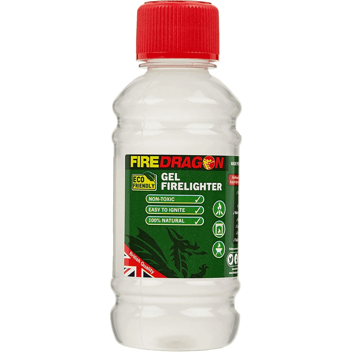 Fire Dragon gel firelighter bottle with red cap