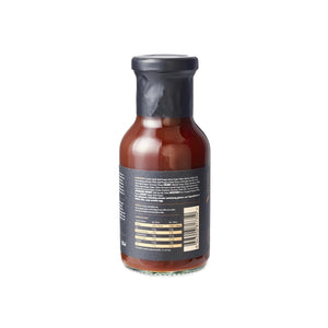 Nutritional information on California Apple BBQ Sauce bottle, sweet and mild sauce for BBQ lovers seeking flavorful marinades.