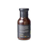 Back label of Firefly Japanese BBQ Sauce 250ml bottle with ingredients and certifications. Halal, vegetarian-friendly citrus marinade.