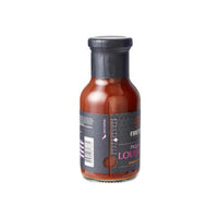 Side view of Firefly BBQ Louisiana BBQ Sauce 250ml bottle highlighting label design and ingredients for grilling sauces.