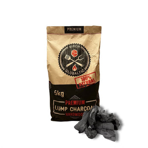 Globaltic Birch Lumpwood Charcoal 5kg bag - briquettes, charcoal, globaltic. Globaltic by FireFly Barbecue