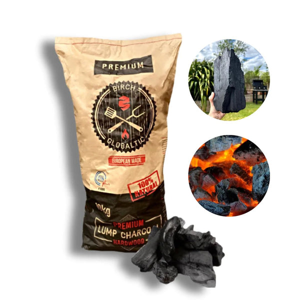 Globaltic Birch Lumpwood Charcoal 10kg bag - briquettes, charcoal, globaltic. Globaltic by FireFly Barbecue