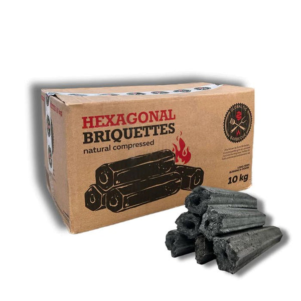 Natural compressed restaurant grade charcoal briquettes 10kg Box - briquettes, charcoal, globaltic. Globaltic by FireFly Barbecue
