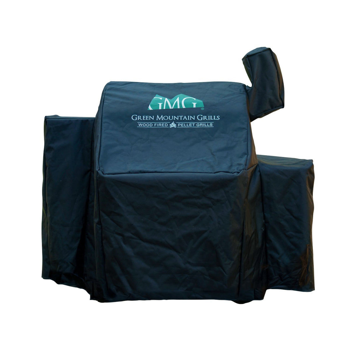 GMG Grill Full-Length Cover for Green Mountain Grills with chimney and side shelf protection, ideal for outdoor use - FireFly Barbecue
